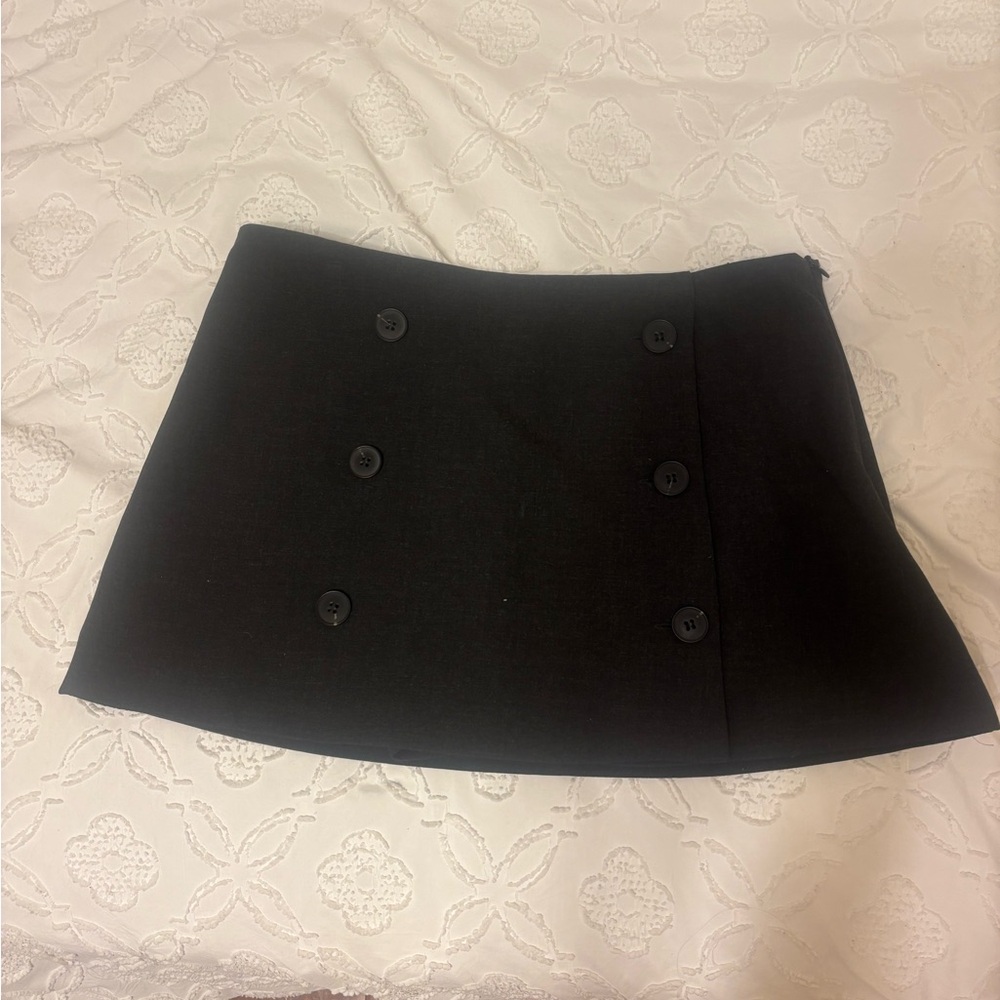Zara Black Double-Breasted Mini Skirt
